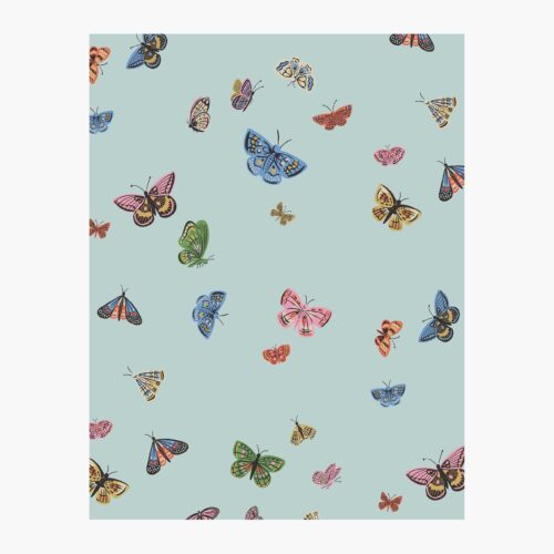 Butterfly House Wallpaper Sample - Light Blue