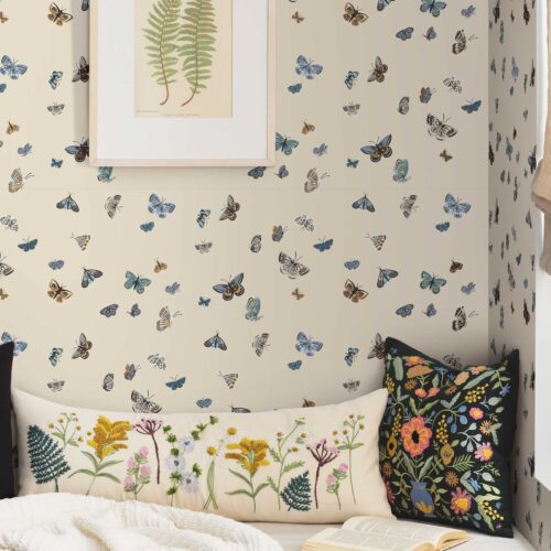 Alternative view of Butterfly House Wallpaper - Linen