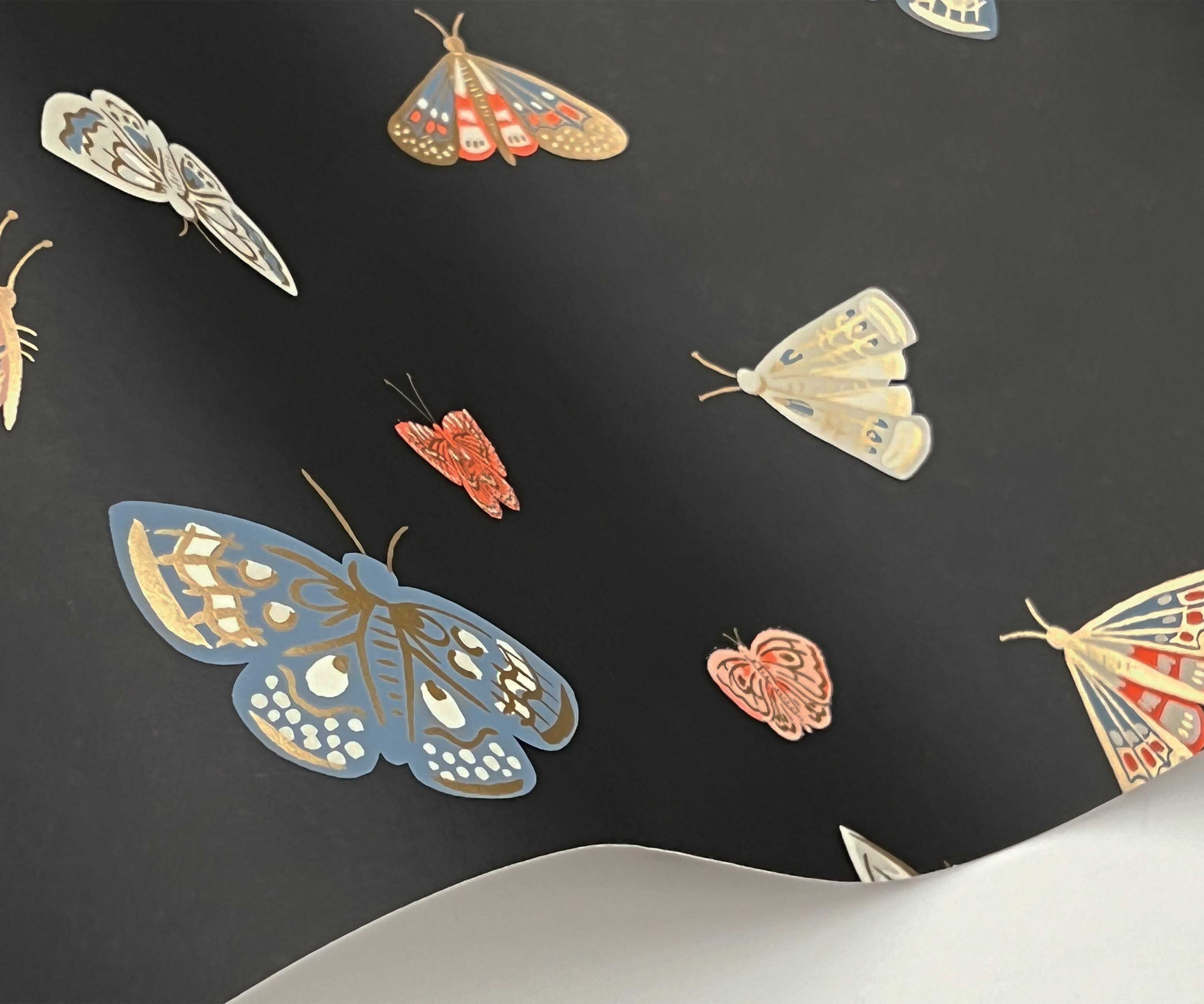 Butterfly House Wallpaper Sample - Black - Image 2