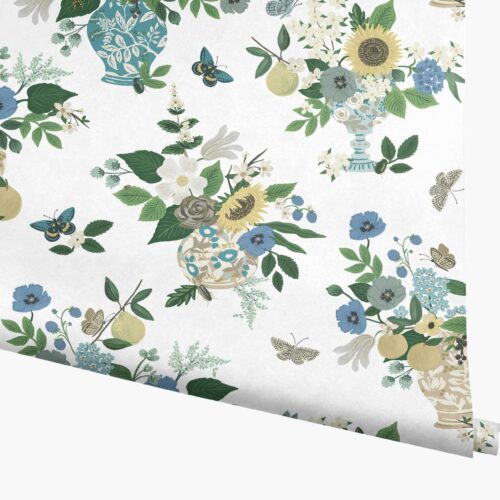 Flower Studies Wallpaper - Blue Multi