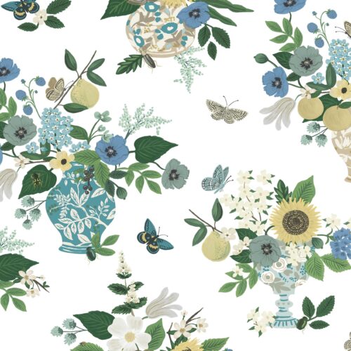 Alternative view of Flower Studies Wallpaper - Blue Multi