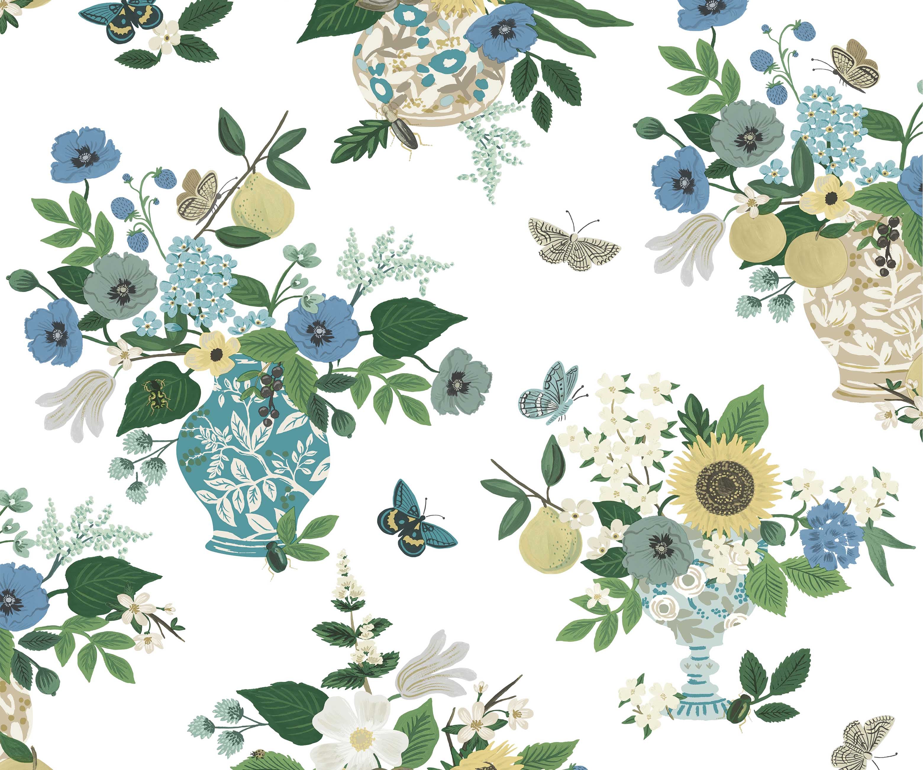 Flower Studies Wallpaper - Blue Multi - Image 2