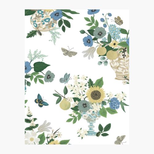 Flower Studies Wallpaper Sample - Blue Multi