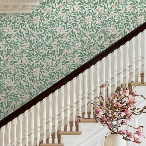 Alternative view of Willowberry Wallpaper - Emerald & White