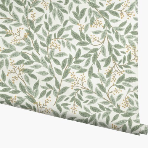 Willowberry Wallpaper - Sage & White