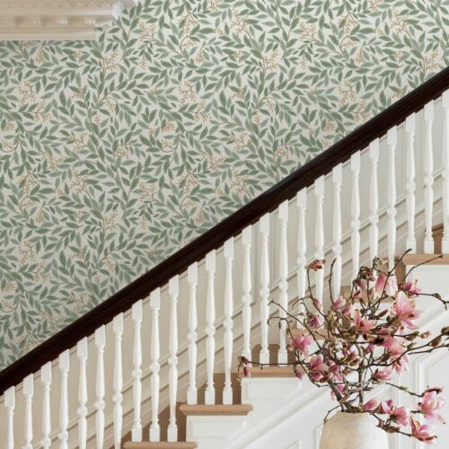 Alternative view of Willowberry Wallpaper - Sage & White