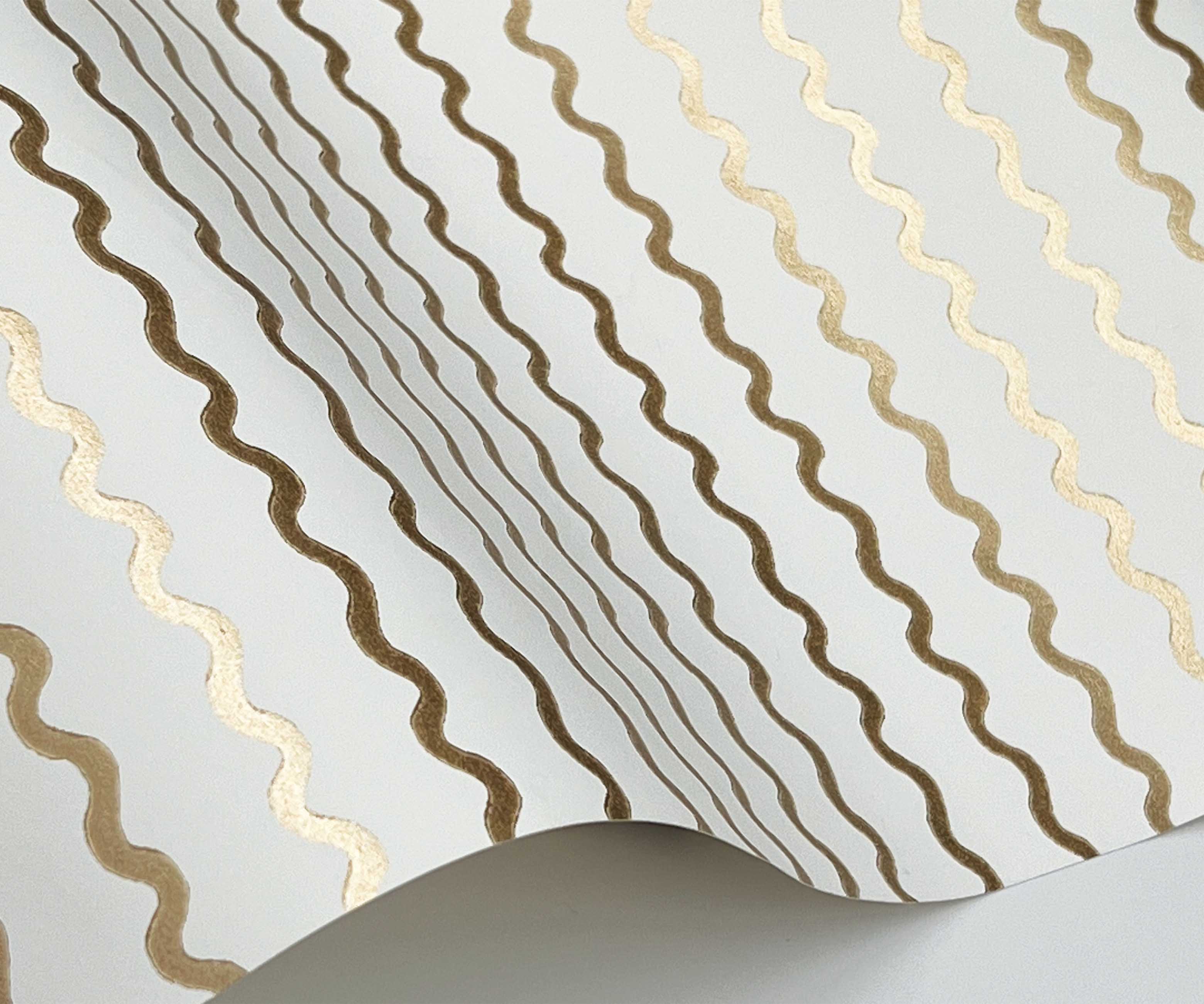 Rickrack Wallpaper Sample - Metallic Gold - Image 2