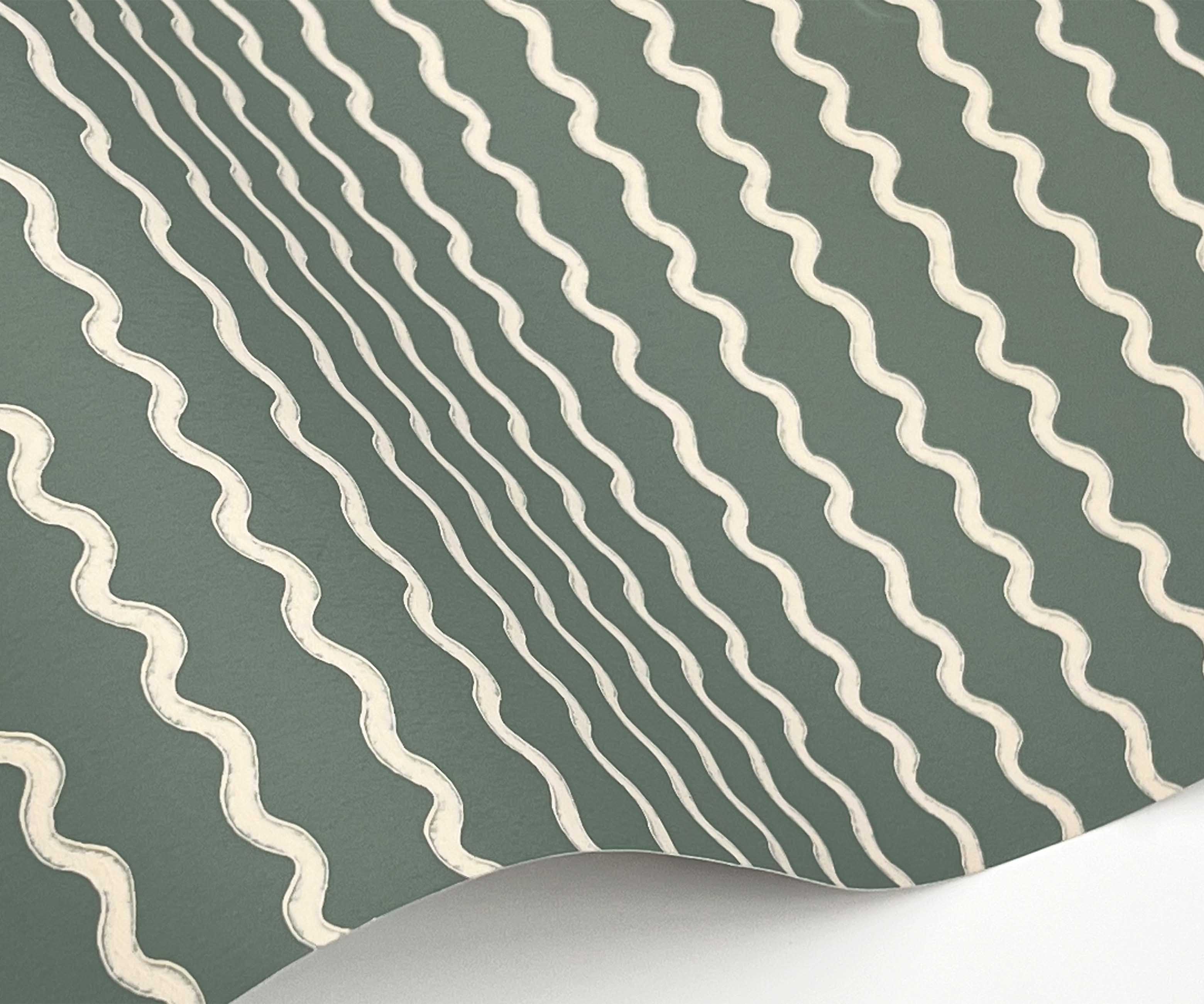 Rickrack Wallpaper Sample - Moss - Image 2