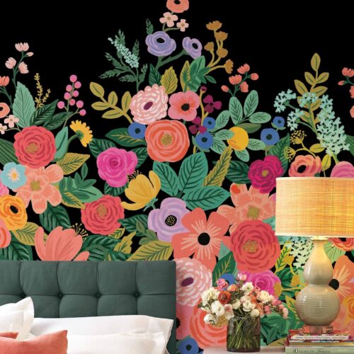 Alternative view of Garden Party Wallpaper Mural - Black
