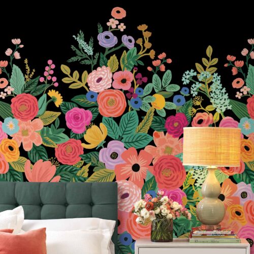 Alternative view of Garden Party Wallpaper Mural Sample - Black