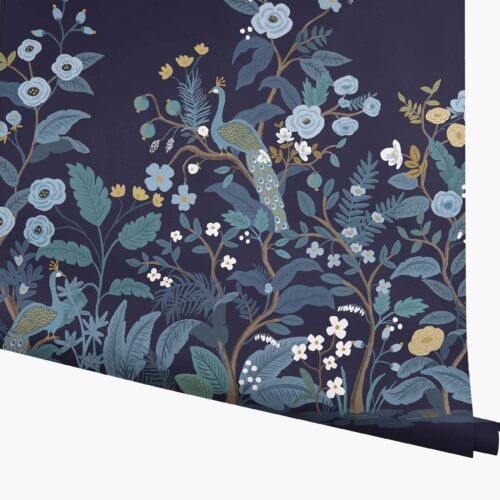 Peacock Wallpaper Mural - Navy