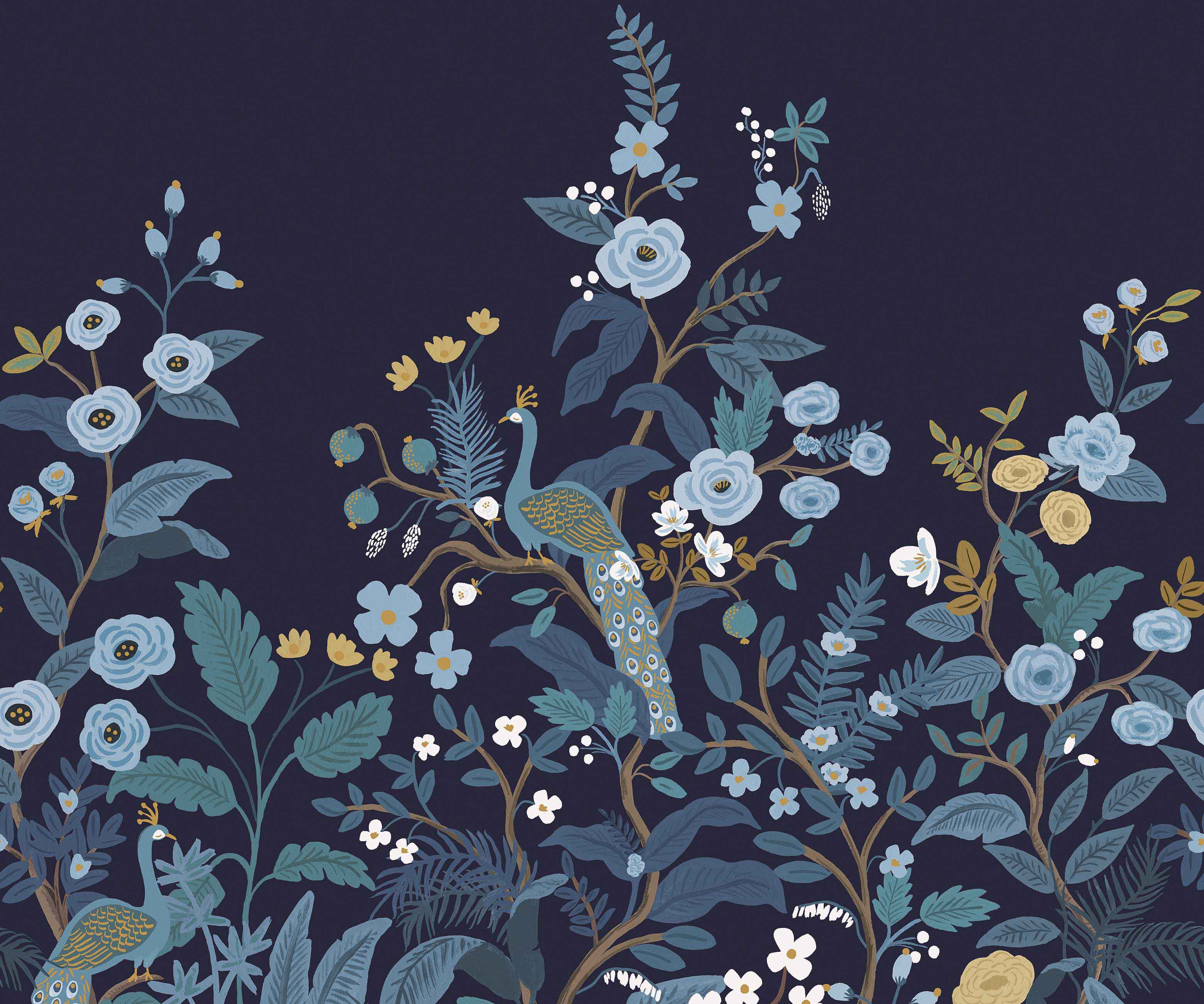 Peacock Wallpaper Mural - Navy - Image 3