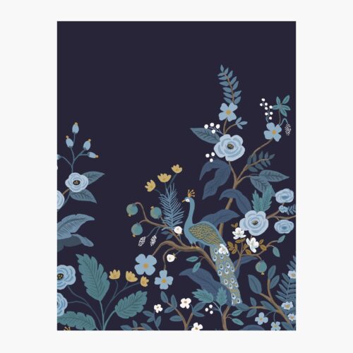 Peacock Wallpaper Mural Sample - Navy