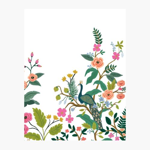 Peacock Wallpaper Mural Sample - White