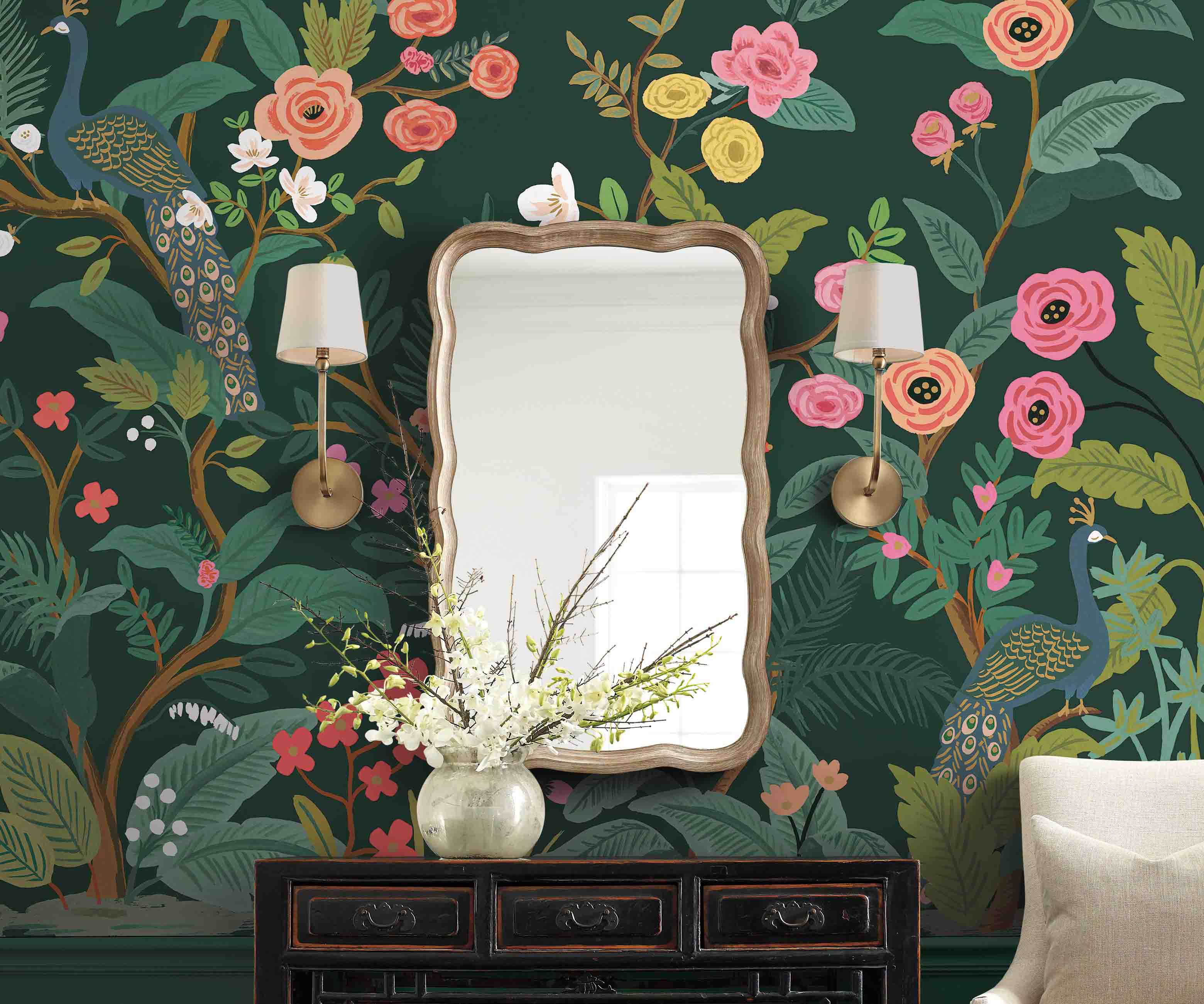 Peacock Wallpaper Mural - Emerald - Image 2