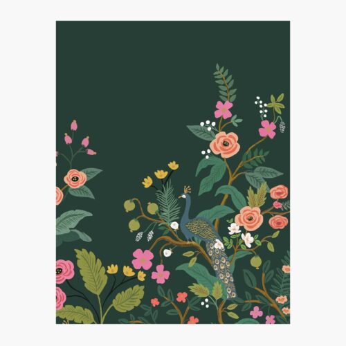 Peacock Wallpaper Mural Sample - Emerald