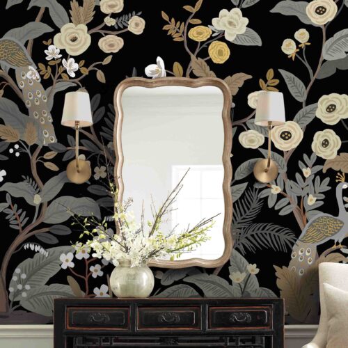 Alternative view of Peacock Wallpaper Mural - Black