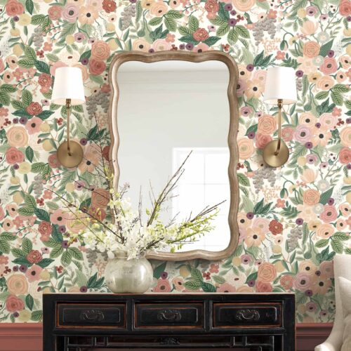 Alternative view of Garden Party Peel & Stick Wallpaper Sample - Burgundy Multi