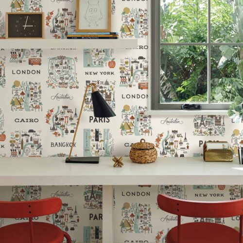 Alternative view of City Maps Peel & Stick Wallpaper - Mint
