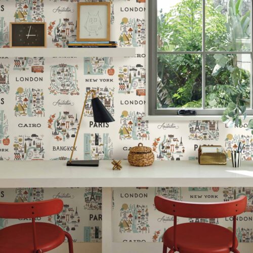 Alternative view of City Maps Peel & Stick Wallpaper Sample - Mint