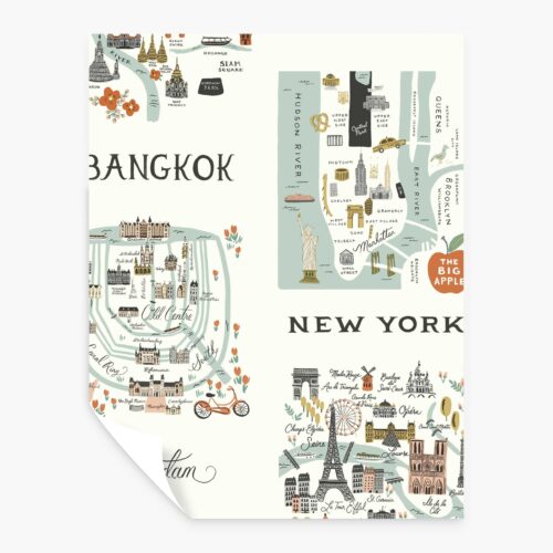 City Maps Peel & Stick Wallpaper Sample - Mint