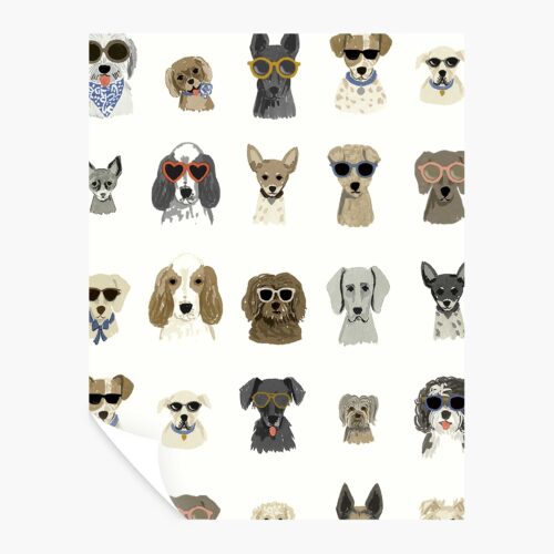 Dog Days Peel & Stick Wallpaper Sample - White Multi