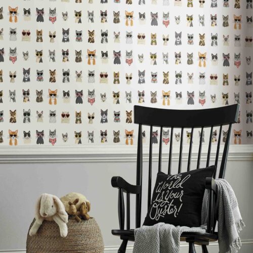 Alternative view of Cool Cats Peel & Stick Wallpaper - White Multi