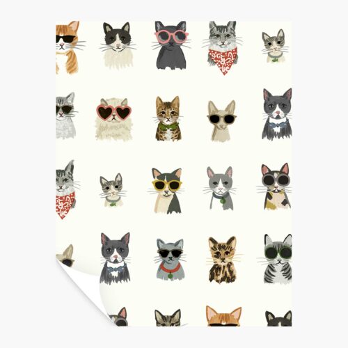 Cool Cats Peel & Stick Wallpaper Sample - White Multi