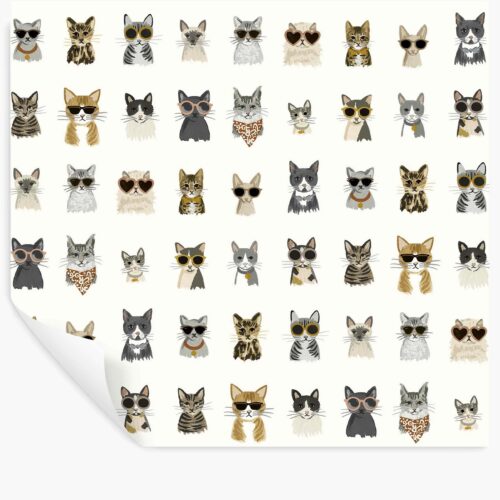 Cool Cats Peel & Stick Wallpaper - Grey & Gold