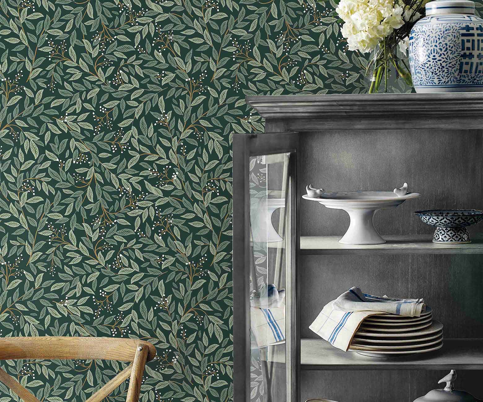 Willowberry Peel & Stick Wallpaper Sample - Emerald - Image 2