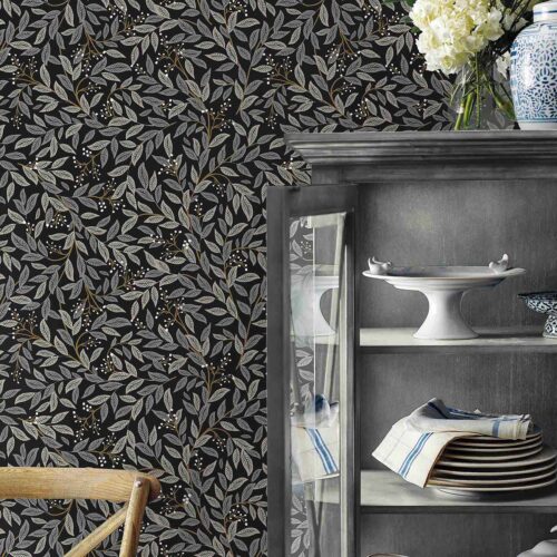 Alternative view of Willowberry Peel & Stick Wallpaper Sample - Black