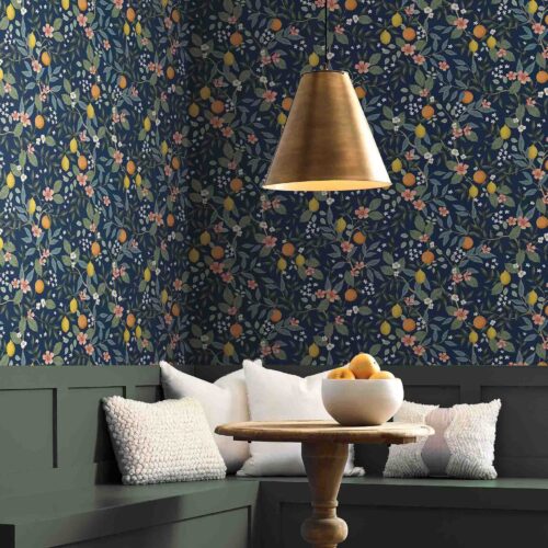 Alternative view of Citrus Grove Peel & Stick Wallpaper Sample - Navy