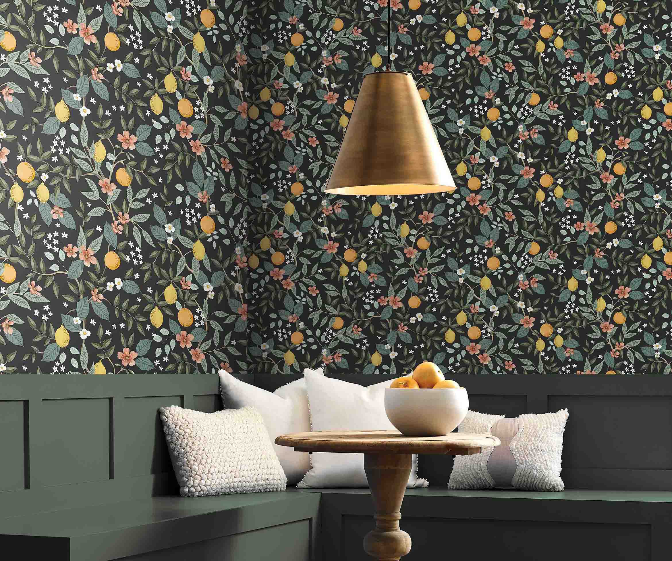 Citrus Grove Peel & Stick Wallpaper Sample - Black - Image 2