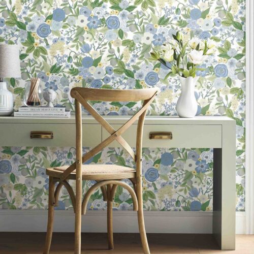 Alternative view of Garden Party Peel & Stick Wallpaper - Blue & Green
