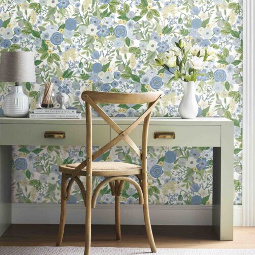 Alternative view of Garden Party Peel & Stick Wallpaper Sample - Blue & Green