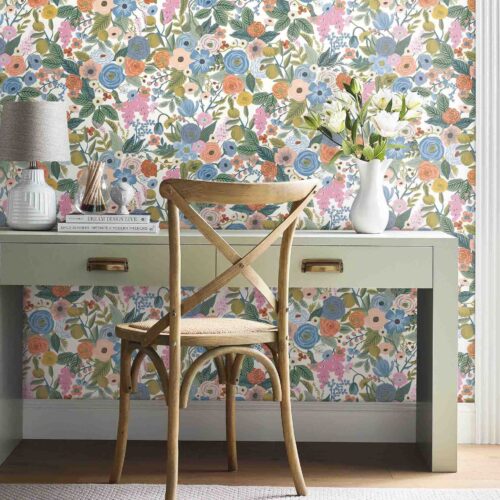 Alternative view of Garden Party Peel & Stick Wallpaper Sample - Cobalt Multi