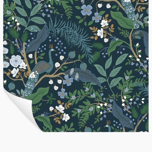 Peacock Garden Peel & Stick Wallpaper - Navy