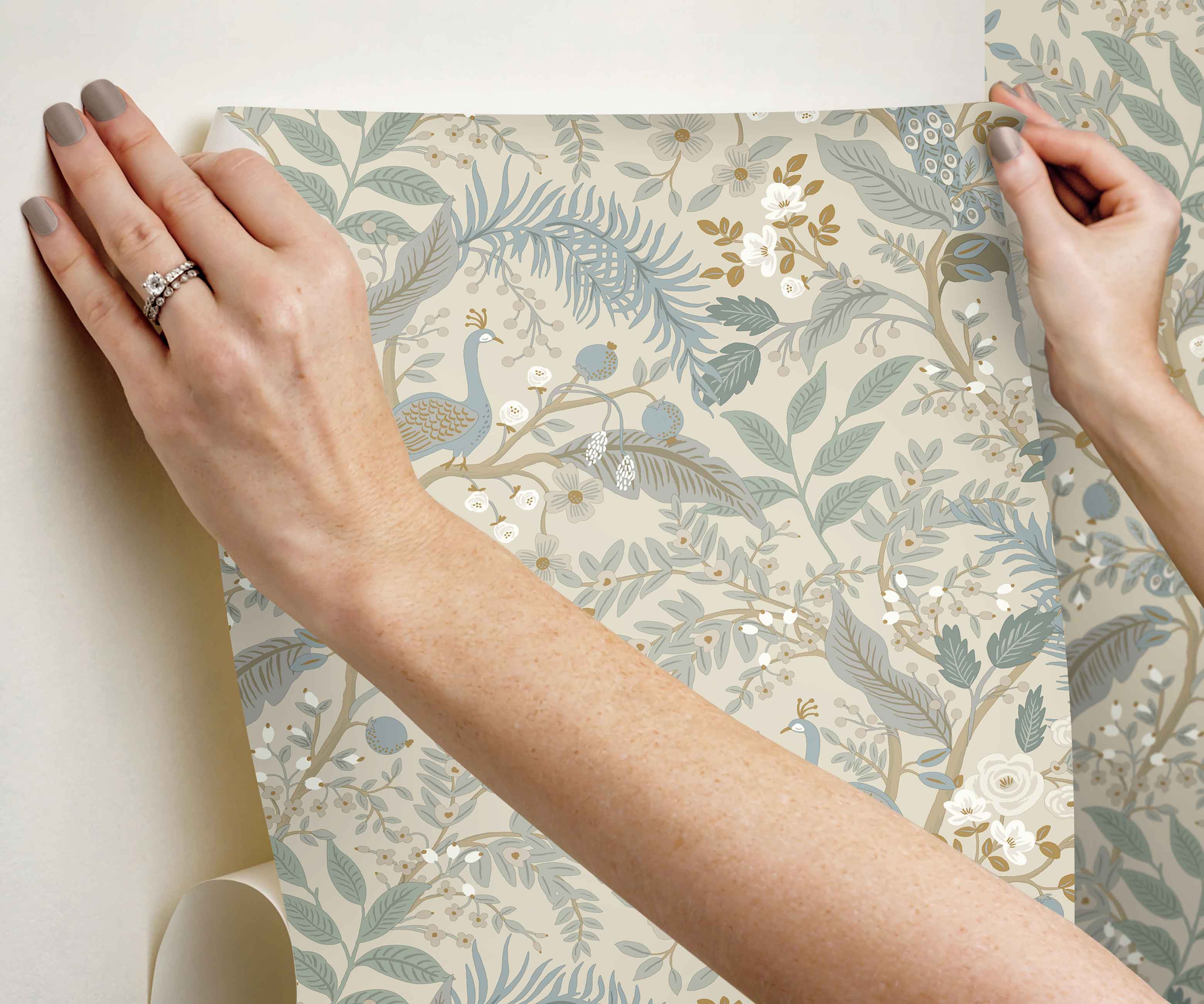 Peacock Garden Peel & Stick Wallpaper - Linen - Image 4