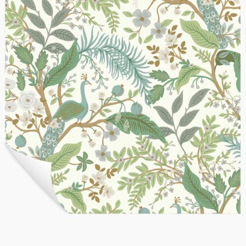 Peacock Garden Peel & Stick Wallpaper - White