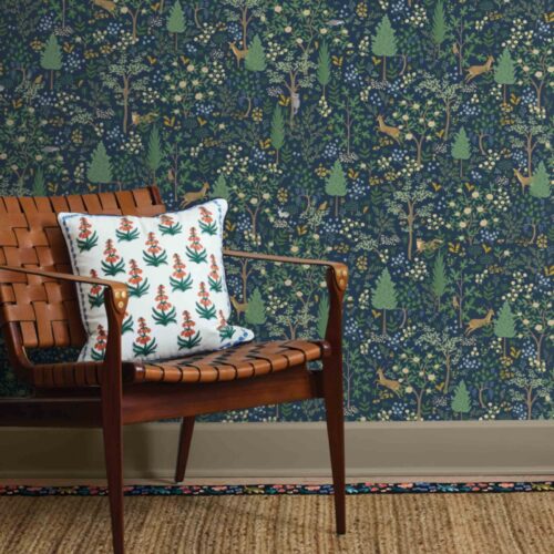 Alternative view of Woodland Peel & Stick Wallpaper - Navy